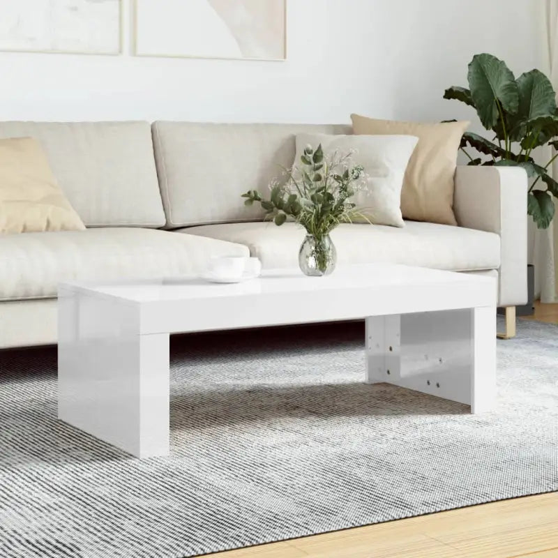 Salontafel van bewerkt hout in hoogglans wit voor een elegante woonkamer - Salontafels