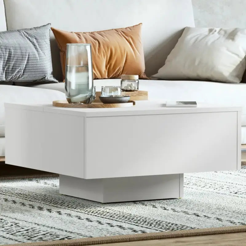 Salontafel van bewerkt hout in hoogglans wit voor een tijdloos interieur - Wit / 1 - Salontafels
