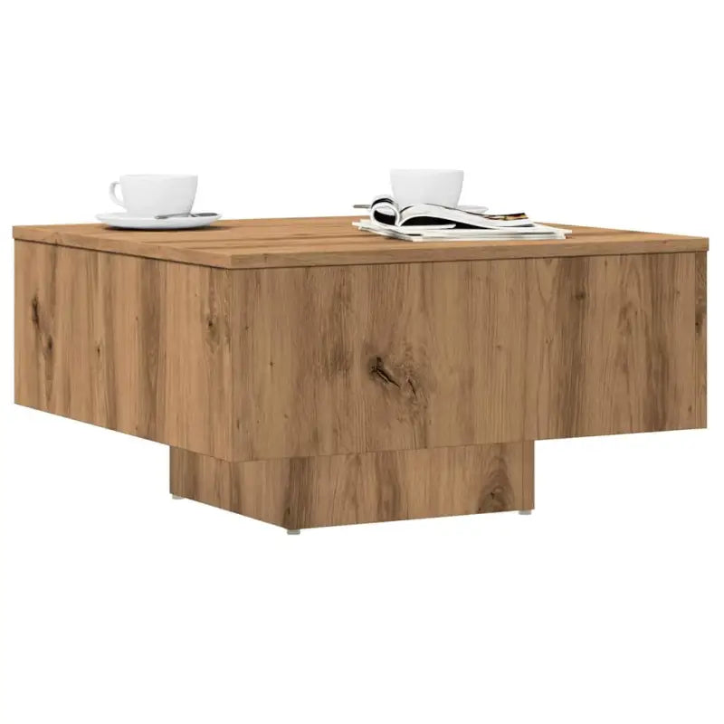 Salontafel van bewerkt hout in hoogglans wit voor een tijdloos interieur - artisanaal eikenkleurig / 1 - Salontafels