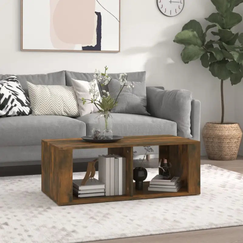 Salontafel van bewerkt hout met duurzame en stijlvolle afwerking - Gerookt eiken / 1 - Salontafels