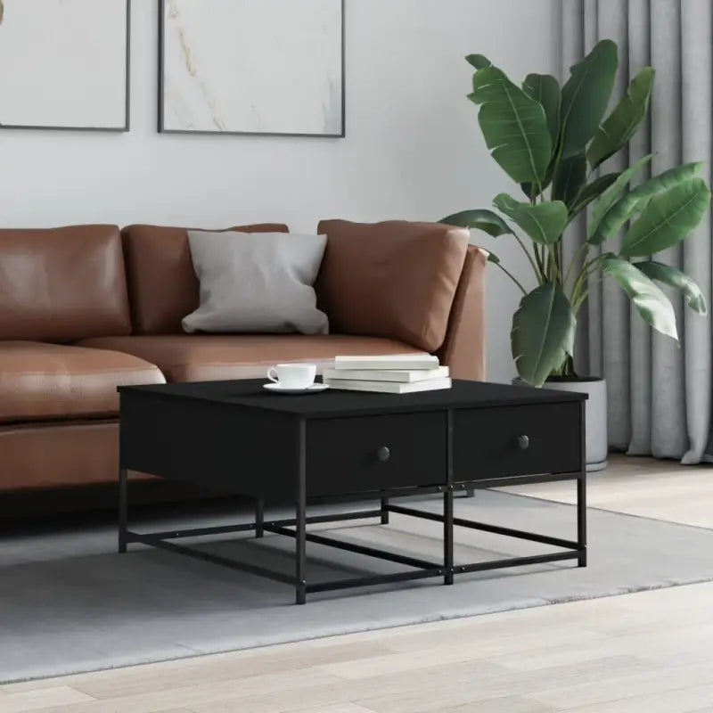 Salontafel van bewerkt hout met elegante en duurzame uitstraling - Zwart / 80 x 80 x 40 cm / 1 - Salontafels