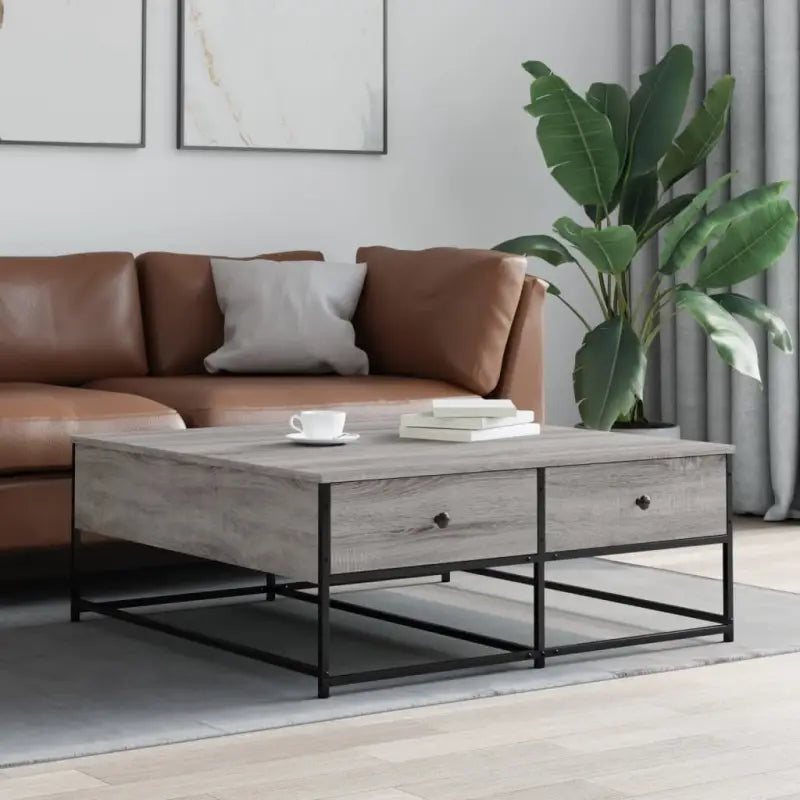 Salontafel van bewerkt hout met elegante en duurzame uitstraling - Grijs sonoma / 100 x 99 x 40 cm / 1 - Salontafels