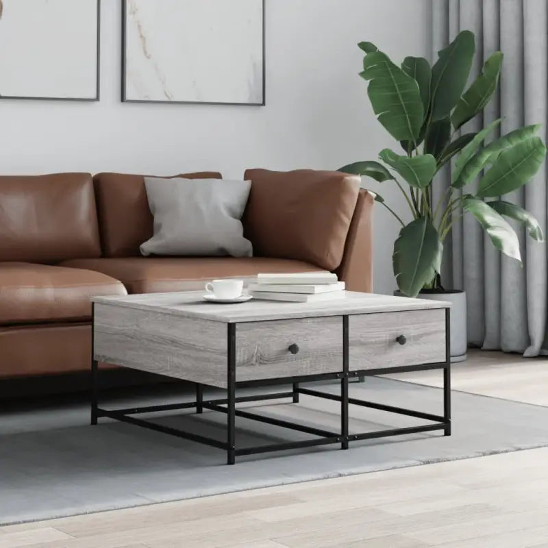 Salontafel van bewerkt hout met elegante en duurzame uitstraling - Grijs sonoma / 80 x 80 x 40 cm / 1 - Salontafels