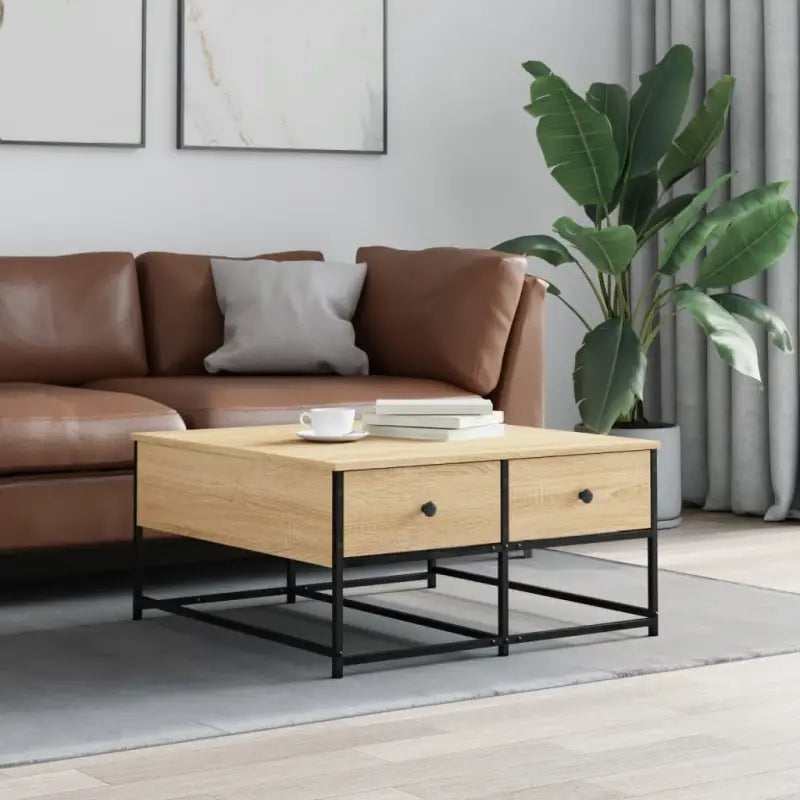Salontafel van bewerkt hout met elegante en duurzame uitstraling - Sonoma eiken / 80 x 80 x 40 cm / 1 - Salontafels