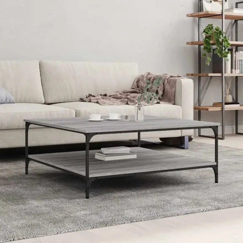 Salontafel van bewerkt hout met elegante en vochtbestendige afwerking - Grijs sonoma / 100 x 100 x 40 cm / 1