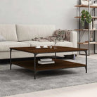Salontafel van bewerkt hout met elegante en vochtbestendige afwerking - bruin eikenkleur / 100 x 100 x 40 cm / 1