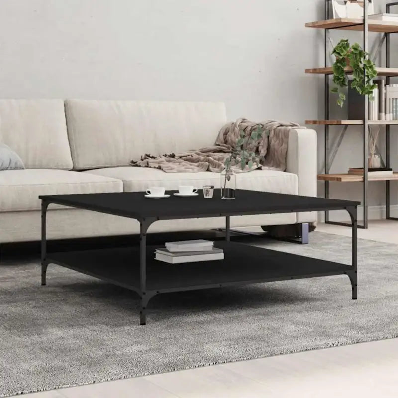Salontafel van bewerkt hout met elegante en vochtbestendige afwerking - Zwart / 100 x 100 x 40 cm / 1 - Salontafels