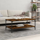 Salontafel van bewerkt hout met elegante en vochtbestendige afwerking - Gerookt eiken / 100 x 55 x 40 cm / 1