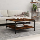 Salontafel van bewerkt hout met elegante en vochtbestendige afwerking - Gerookt eiken / 80 x 80 x 40 cm / 1