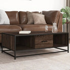 Salontafel van bewerkt hout met industrieel metalen frame - bruin eikenkleur / 1 - Salontafels
