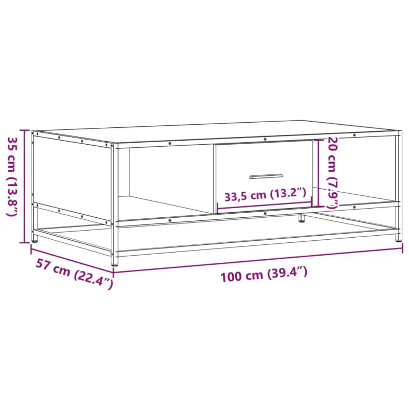 Salontafel van bewerkt hout met industrieel metalen frame - Salontafels