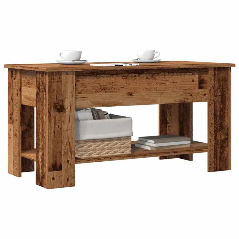 Salontafel van bewerkt hout met lift-top functie voor extra veelzijdigheid - Oud hout / 101 x 49 x 52 cm / 1
