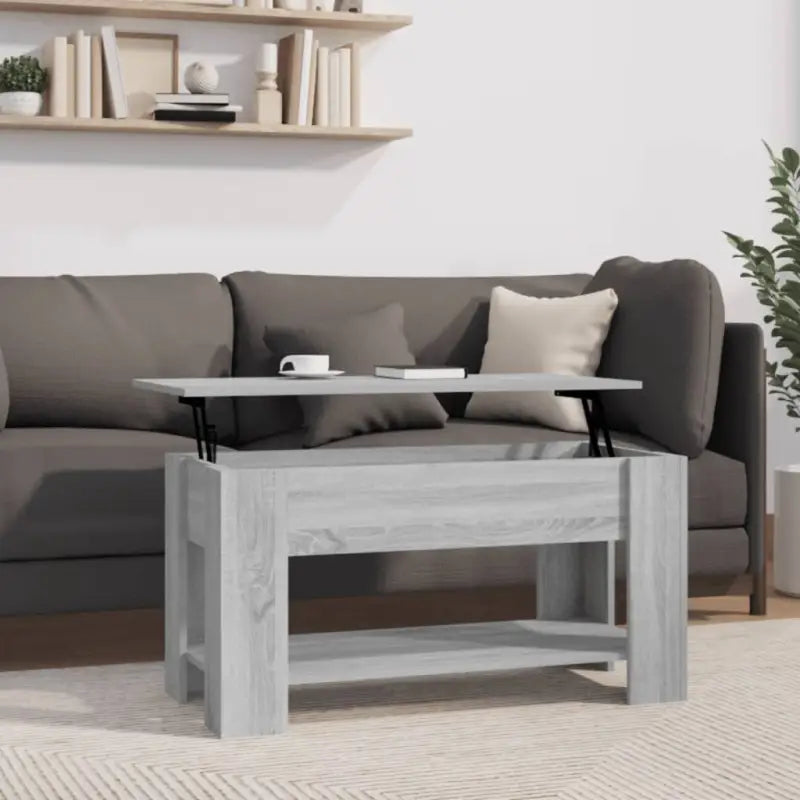 Salontafel van bewerkt hout met lift-top functie voor extra veelzijdigheid - Grijs sonoma / 101 x 49 x 52 cm / 1