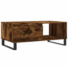 Salontafel van bewerkt hout met metalen poten voor een elegante woonkamer - Salontafels