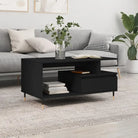 Salontafel van bewerkt hout met metalen poten voor een elegante woonkamer - Zwart / 1 - Salontafels