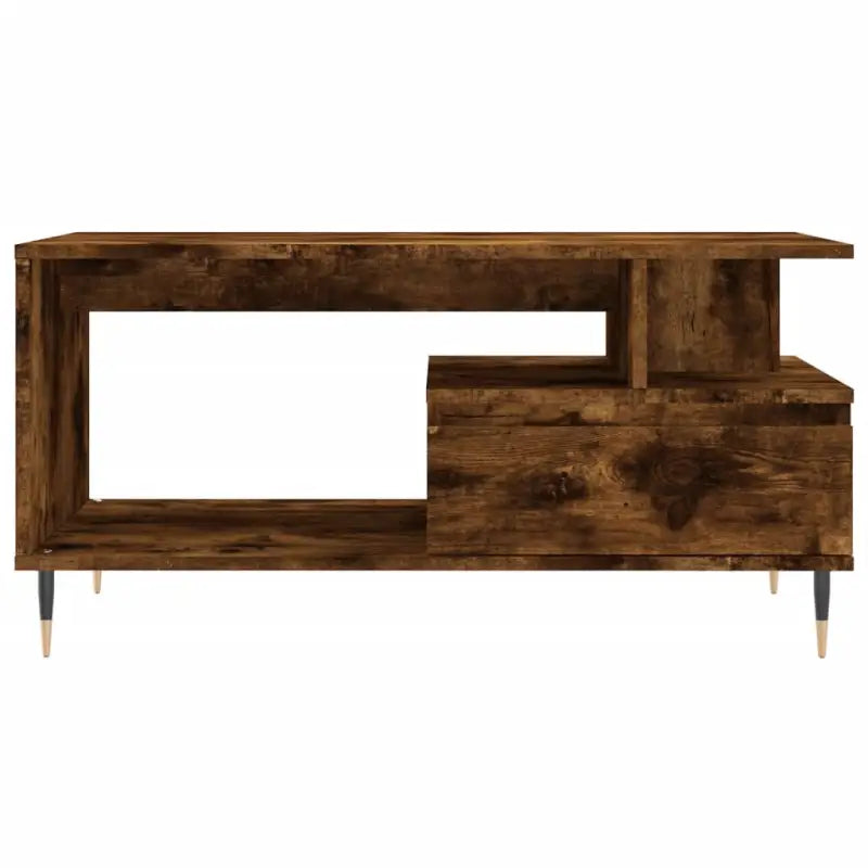 Salontafel van bewerkt hout met metalen poten voor een elegante woonkamer - Salontafels
