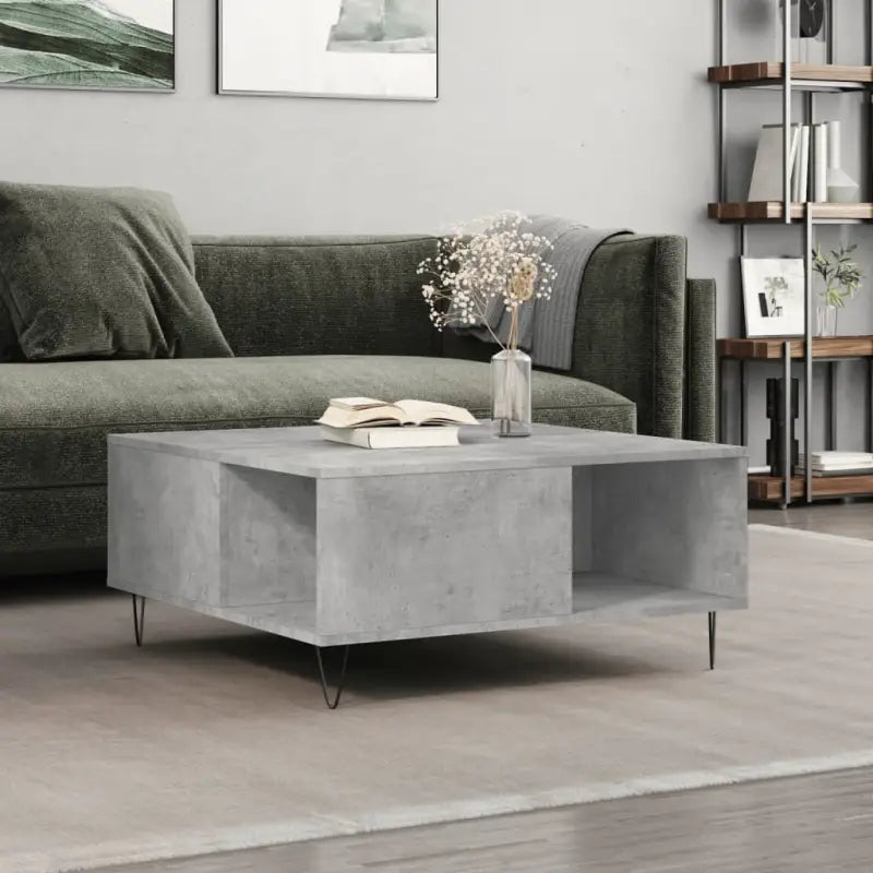 Salontafel van bewerkt hout met metalen poten voor een elegante woonkamer - Betongrijs / 1 - Salontafels