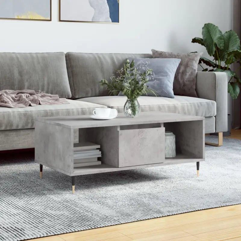 Salontafel van bewerkt hout met metalen poten voor een elegante woonkamer - Betongrijs / 1 - Salontafels
