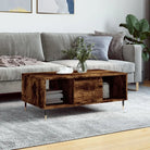 Salontafel van bewerkt hout met metalen poten voor een elegante woonkamer - Gerookt eiken / 1 - Salontafels