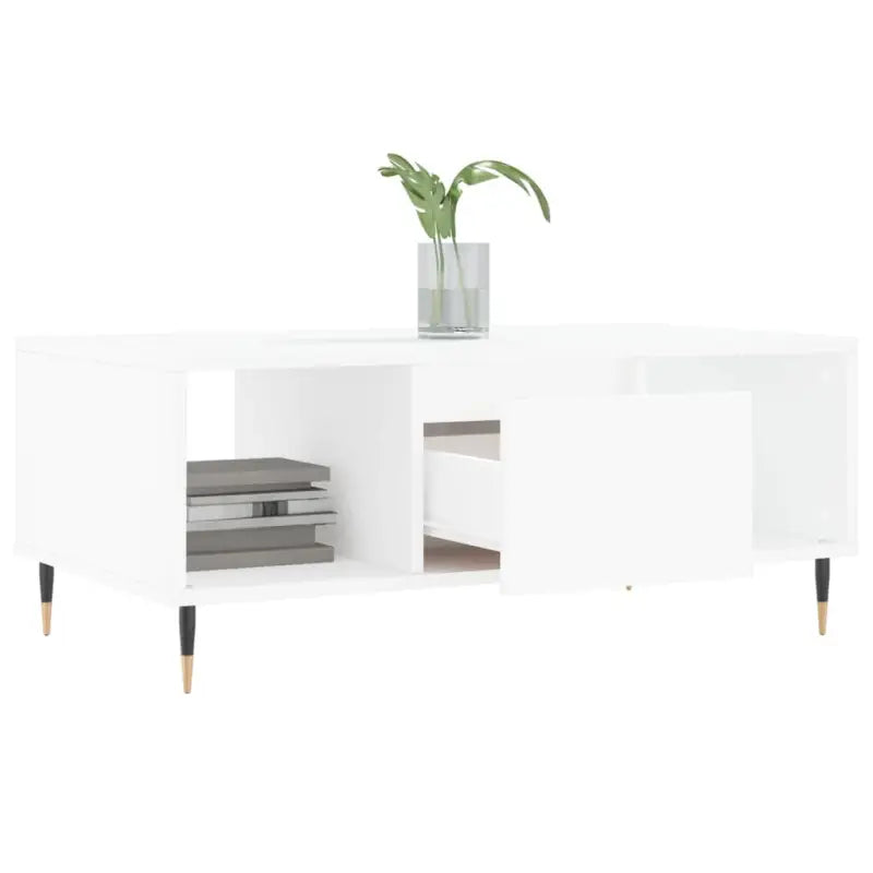 Salontafel van bewerkt hout met metalen poten voor een elegante woonkamer - Salontafels