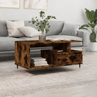 Salontafel van bewerkt hout met metalen poten voor een elegante woonkamer - Gerookt eiken / 1 - Salontafels