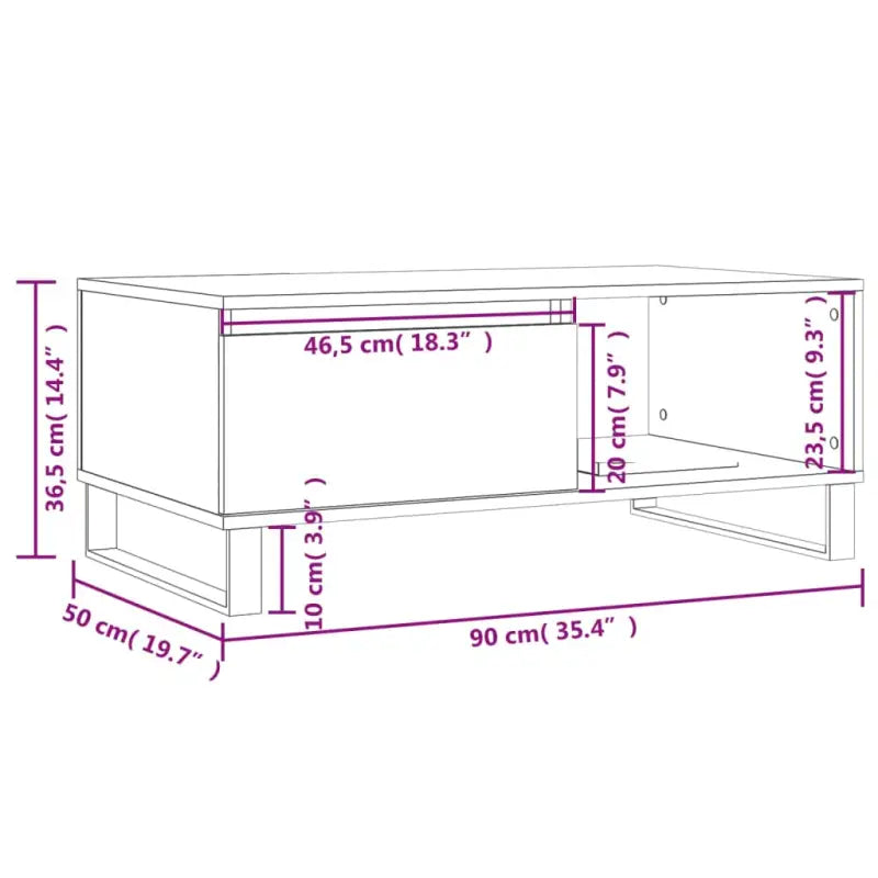 Salontafel van bewerkt hout met metalen poten voor een elegante woonkamer - Salontafels
