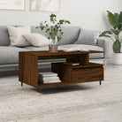 Salontafel van bewerkt hout met metalen poten voor een elegante woonkamer - bruin eikenkleur / 1 - Salontafels
