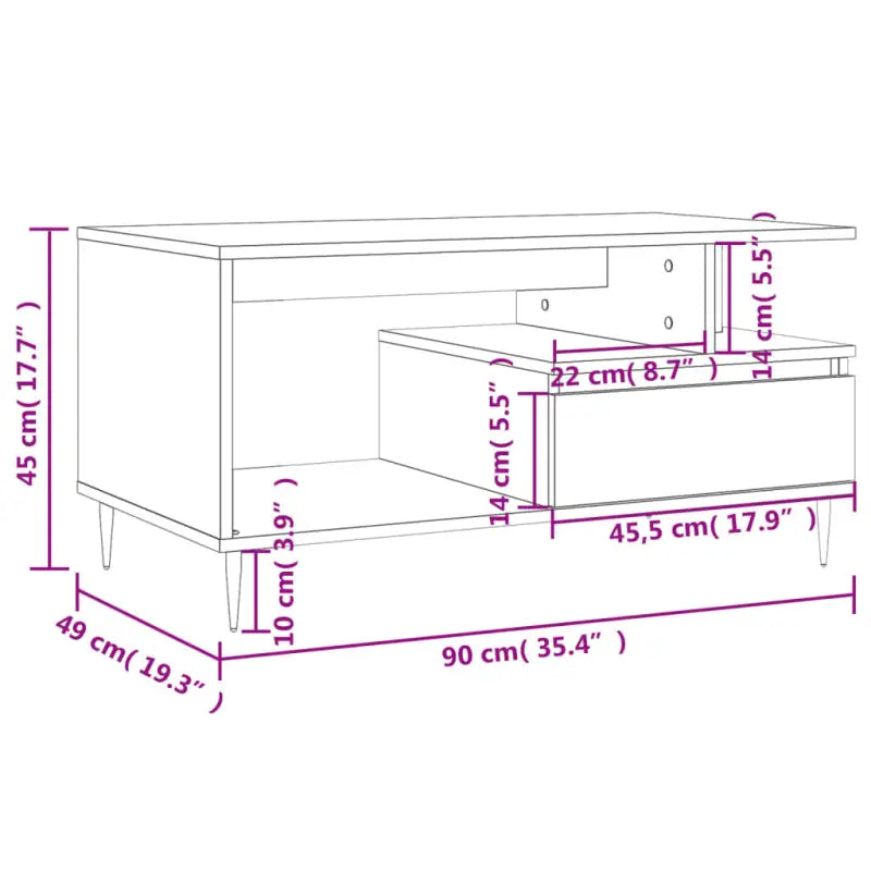 Salontafel van bewerkt hout met metalen poten voor een elegante woonkamer - Salontafels