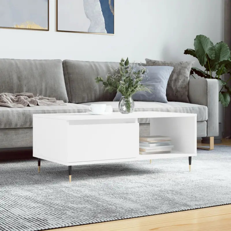 Salontafel van bewerkt hout met metalen poten voor een stijlvolle woonkamer - Salontafels