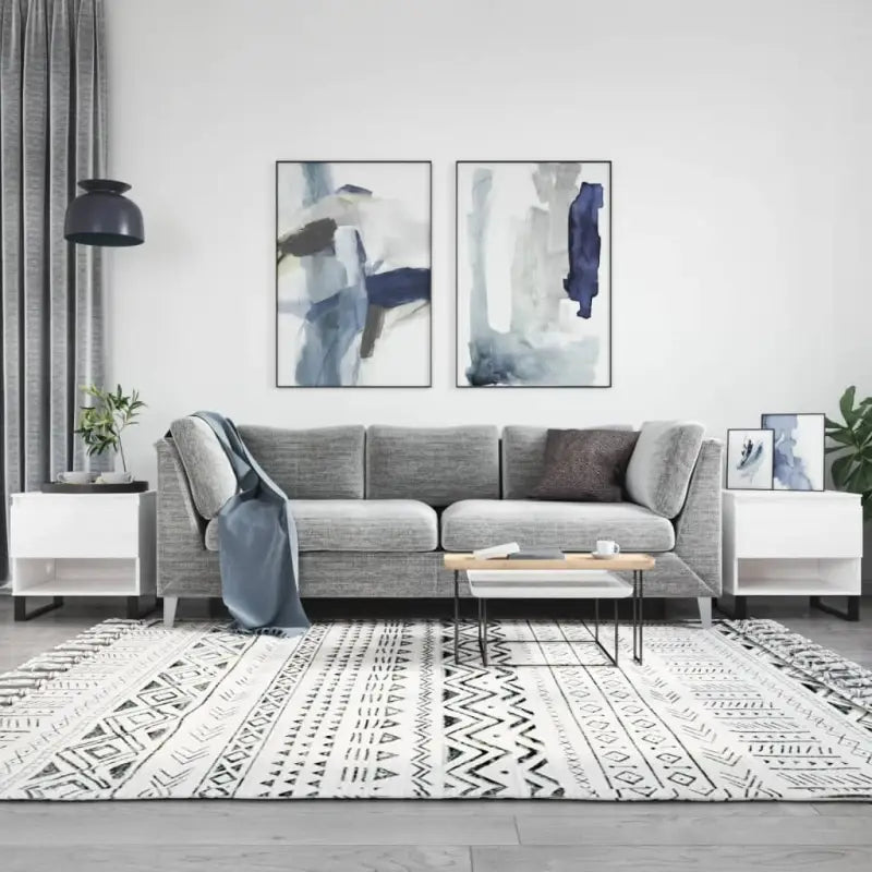 Salontafel van bewerkt hout met metalen poten voor stijlvolle woonkamer - Hoogglans wit / 2 - Salontafels