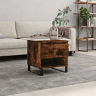Salontafel van bewerkt hout met metalen poten voor stijlvolle woonkamer - Gerookt eiken / 1 - Salontafels