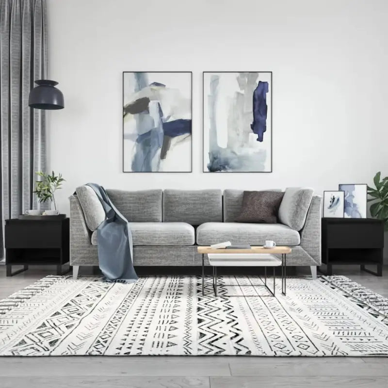 Salontafel van bewerkt hout met metalen poten voor stijlvolle woonkamer - Zwart / 2 - Salontafels