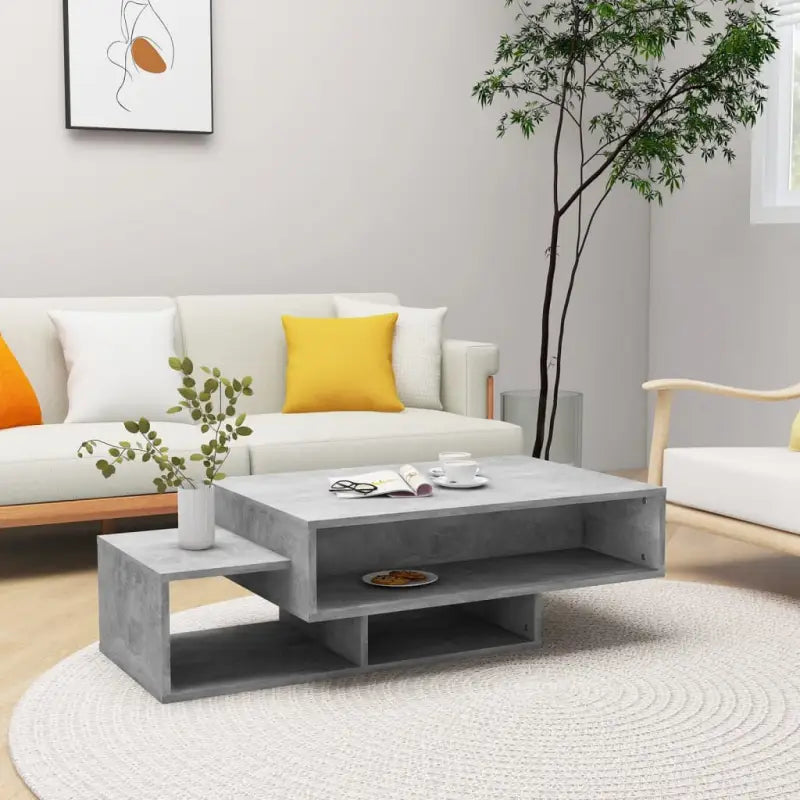 Salontafel van bewerkt hout met opbergruimte voor woonkamer en kantoor - Betongrijs / 1 - Salontafels