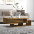 Salontafel van bewerkt hout met opbergruimte voor woonkamer en kantoor - Gerookt eiken / 1 - Salontafels