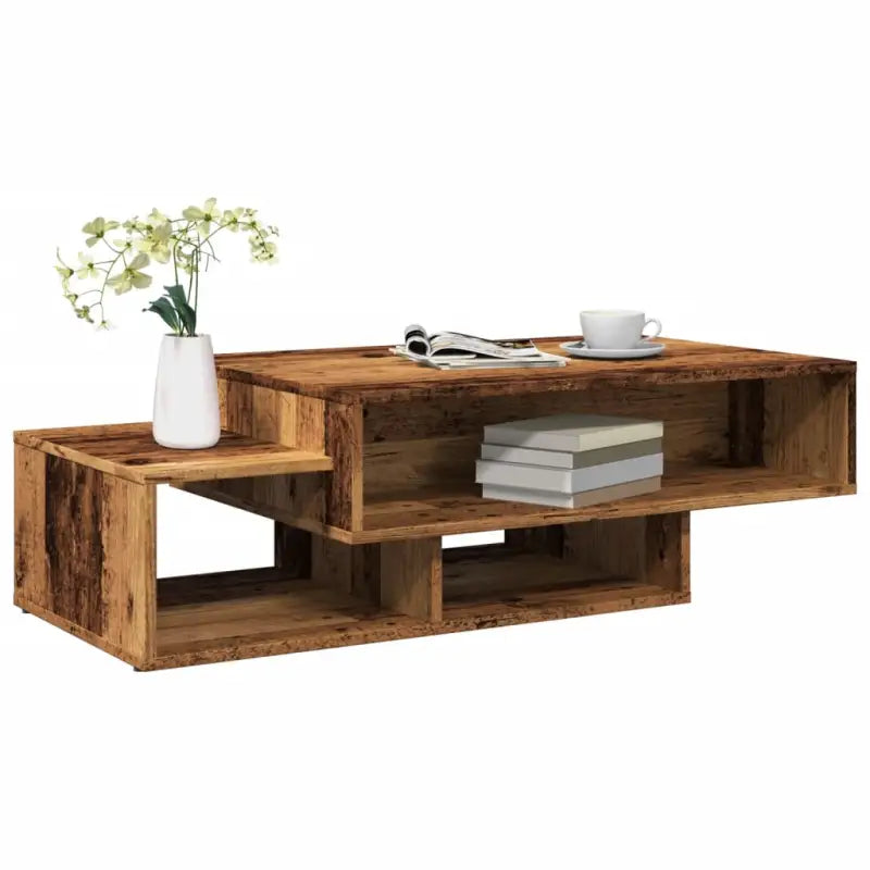 Salontafel van bewerkt hout met opbergruimte voor woonkamer en kantoor - Oud hout / 1 - Salontafels