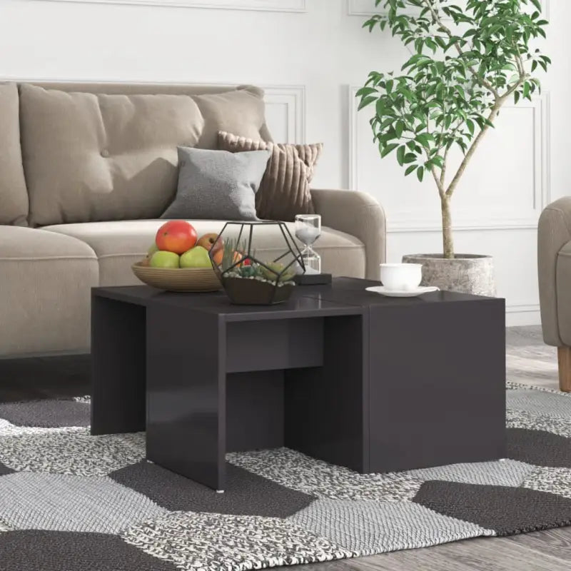 Salontafel van bewerkt hout met opbergvakken voor stijlvolle organisatie - Hoogglans grijs / 4 - Salontafels