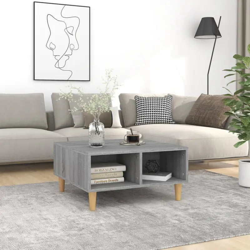 Salontafel van bewerkt hout met Scandinavische charme en opbergruimte - Grijs sonoma / 1 - Salontafels