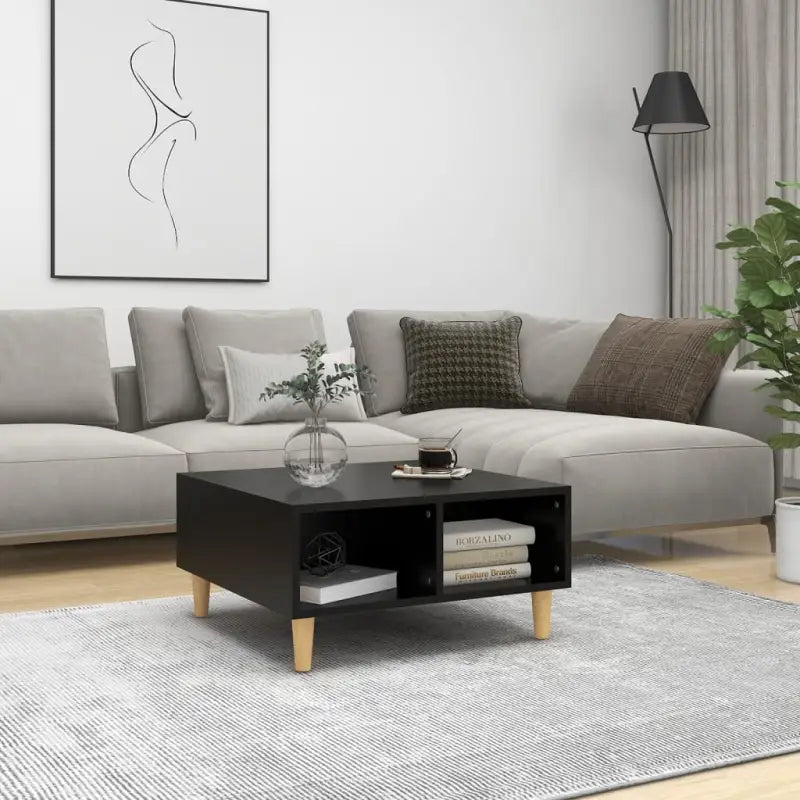 Salontafel van bewerkt hout met Scandinavische charme en opbergruimte - Zwart / 1 - Salontafels
