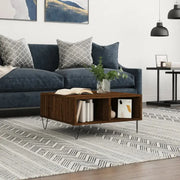 Salontafel van bewerkt hout met stevige ijzeren poten - Salontafels