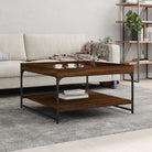 Salontafel van bewerkt hout met verstelbare poten in grijs sonoma eiken - bruin eikenkleur / 80 x 80 x 45 cm / 1