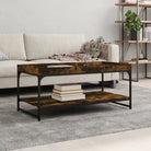 Salontafel van bewerkt hout met verstelbare poten in grijs sonoma eiken - Gerookt eiken / 100 x 49 x 45 cm / 1