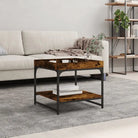 Salontafel van bewerkt hout met verstelbare poten in grijs sonoma eiken - Gerookt eiken / 49.5 x 49.5 x 45 cm / 1