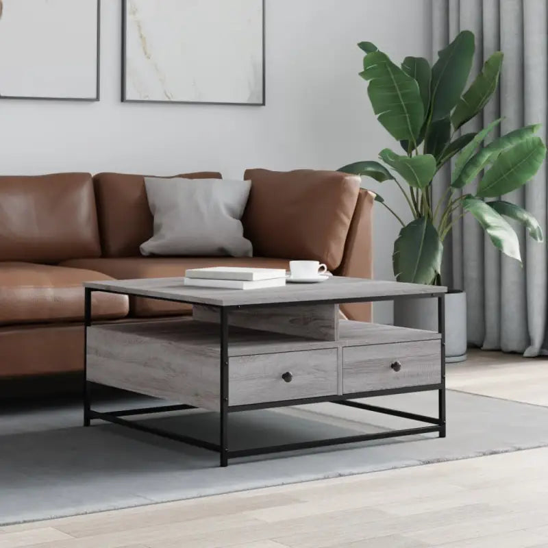 Salontafel van bewerkt hout voor een elegante woonkamer uitstraling - Grijs sonoma / 80 x 80 x 45 cm / 1 - Salontafels