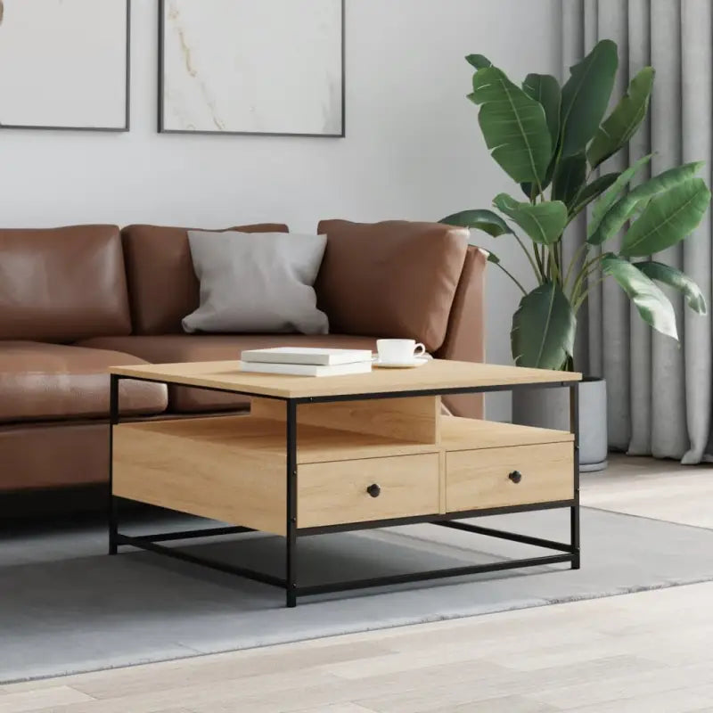 Salontafel van bewerkt hout voor een elegante woonkamer uitstraling - Sonoma eiken / 80 x 80 x 45 cm / 1 - Salontafels