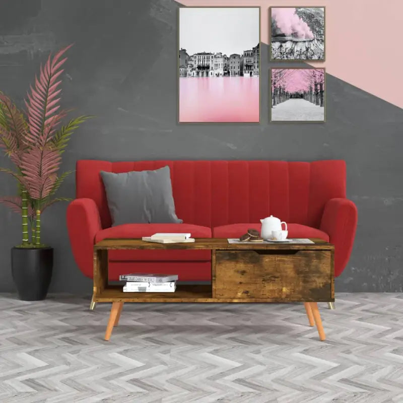 Salontafel van bewerkt hout voor een praktische en decoratieve woonkamer - Gerookt eiken / 1 - Salontafels