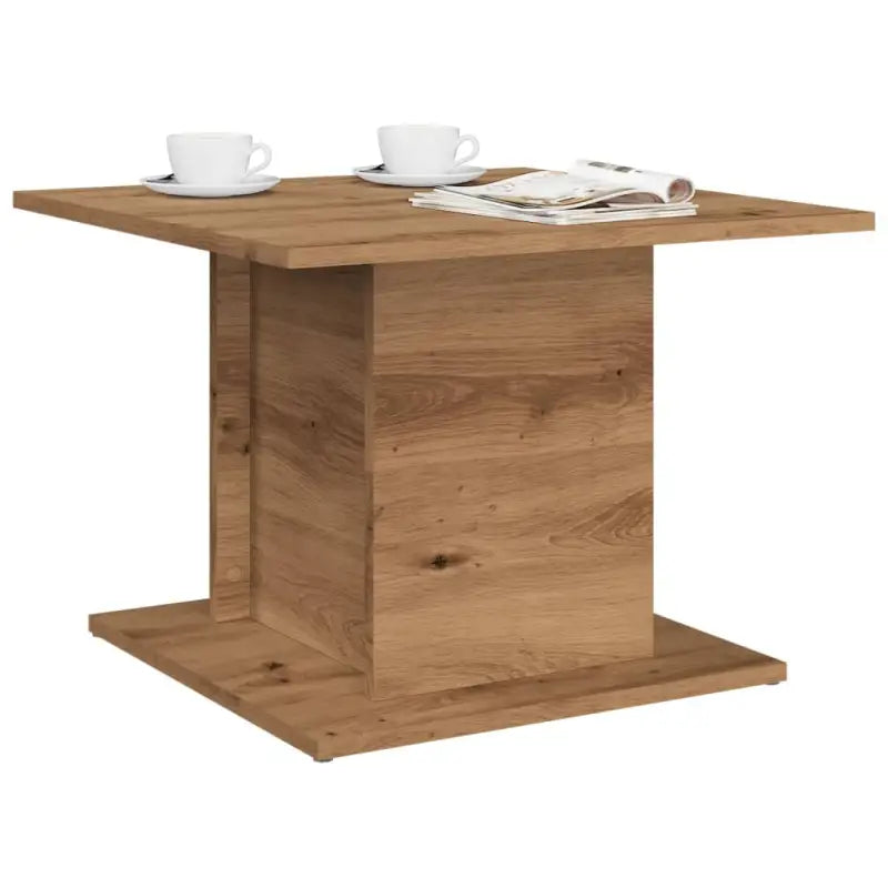 Salontafel van bewerkt hout voor een stoer en duurzame woonkamer - artisanaal eikenkleurig / 55.5 x 55.5 x 40 cm / 1