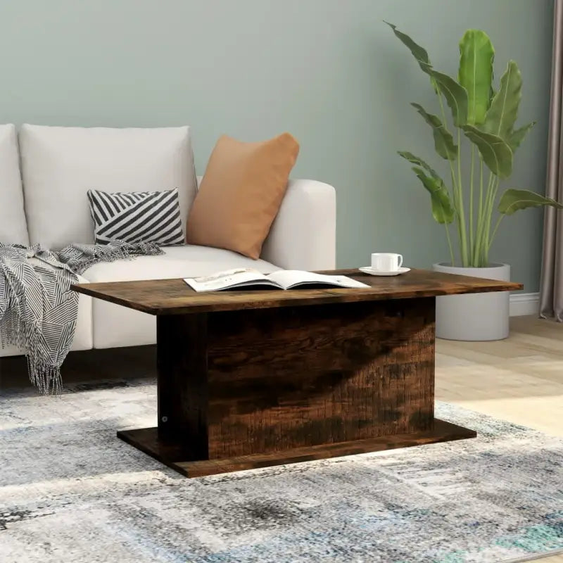 Salontafel van bewerkt hout voor een stoer en duurzame woonkamer - Gerookt eiken / 102 x 55.5 x 40 cm / 1 - Salontafels