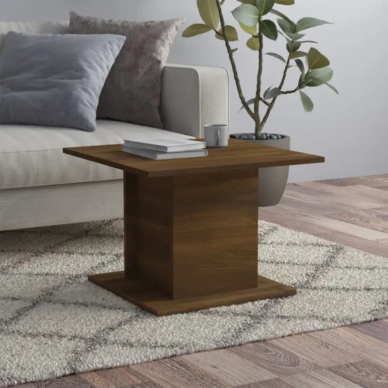 Salontafel van bewerkt hout voor een stoer en duurzame woonkamer - bruin eikenkleur / 55.5 x 55.5 x 40 cm / 1