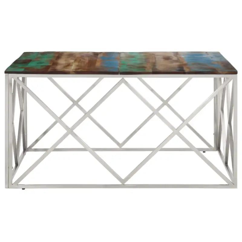 Salontafel van gerecycled hout en roestvrij staal voor in je woonkamer - Salontafels