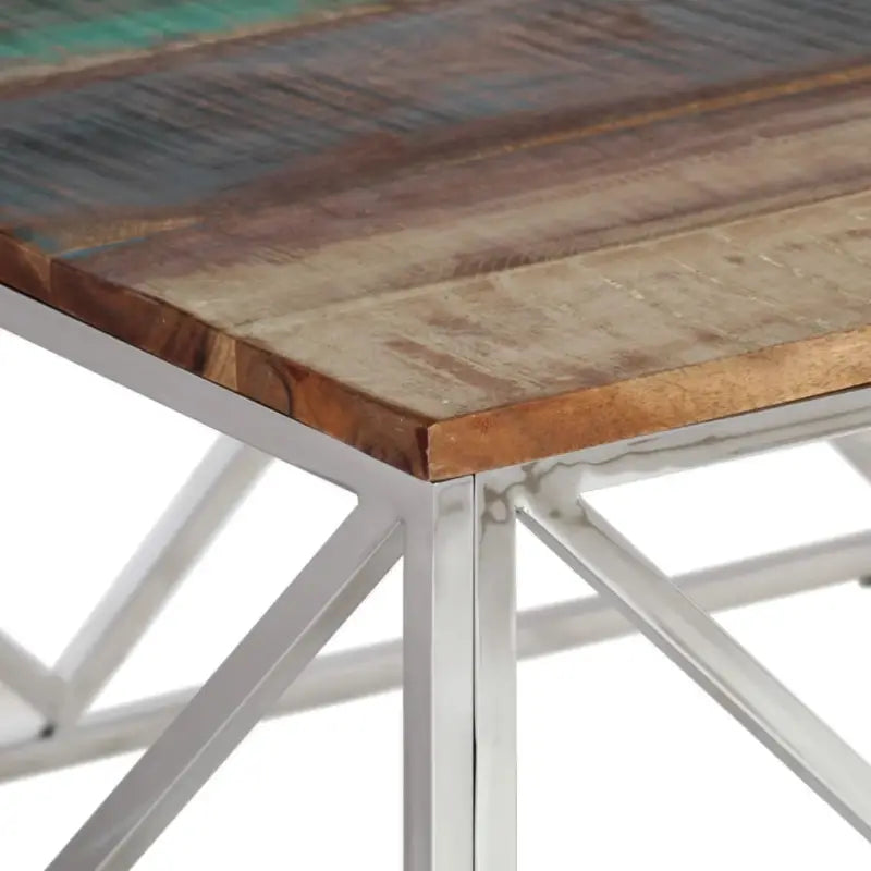 Salontafel van gerecycled hout en roestvrij staal voor in je woonkamer - Salontafels